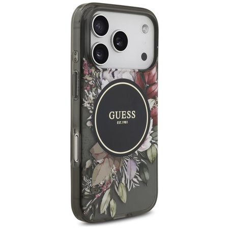 Guess IML Flowers Electro Pearl Strap MagSafe - Case iPhone 17 Pro (black)