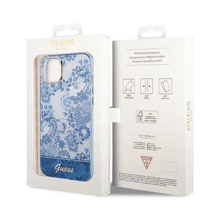 Guess Porcelain Collection - pouzdro pro iPhone 14 (modré)