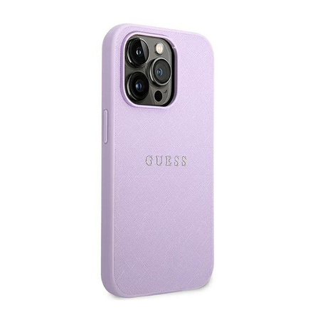 Guess Saffiano Metal Logo Stripes - iPhone 14 Pro Max Case (lilac)