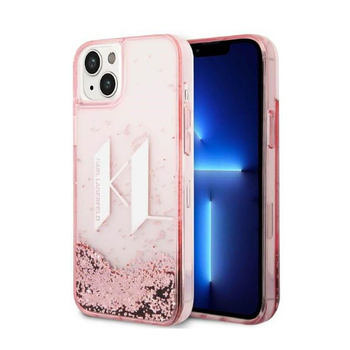 Karl Lagerfeld Liquid Glitter Big Logo Tasche - iPhone 14 Plus Tasche (rosa)