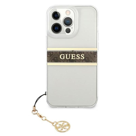 Guess 4G Stripe Brown Charm - iPhone 13 Pro Tasche (Transparent)