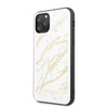 Guess Marble Glass Gold Glitter - pouzdro pro iPhone 11 Pro (bílé)