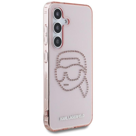 Karl Lagerfeld Rhinestones Karl Head Logo - pouzdro pro Samsung Galaxy S25 (růžové)