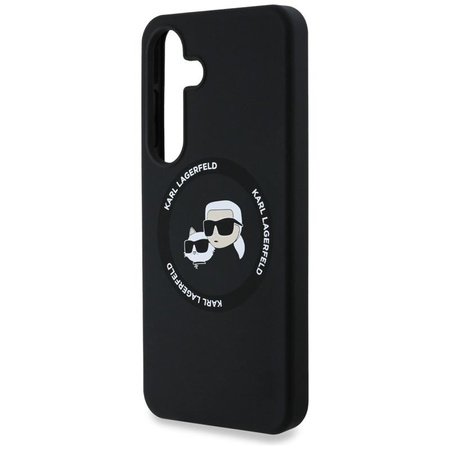 Karl Lagerfeld Silicone Double Heads And Circle MagSafe - Étui Samsung Galaxy S25 (noir)