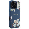 Guess Grained Flower Pattern MagSafe - étui pour iPhone 16 Pro (bleu)