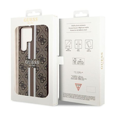 Guess 4G Printed Stripe - Hülle für Samsung Galaxy S23 Ultra (Braun)