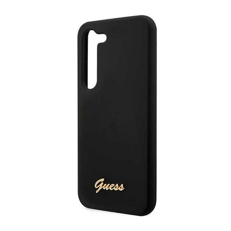 Guess Silicone Script Metal Logo - Hülle für Samsung Galaxy S23+ (Schwarz)
