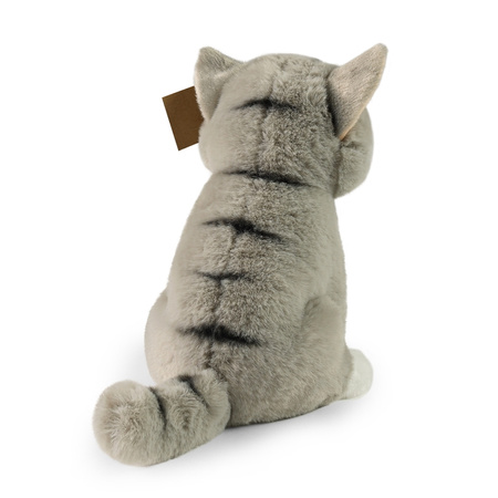Rappa - Plush realistic mascot gray cat sitting 23 cm Eco-Friendly Soft Collection