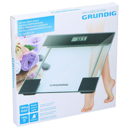 Grundig - elektroniczna waga łazienkowa, szklana, do 180 kg