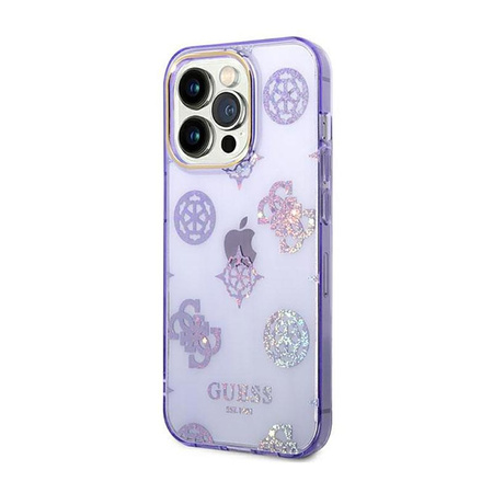 Guess Peony Glitter Tasche - iPhone 14 Pro Max Tasche (Flieder)