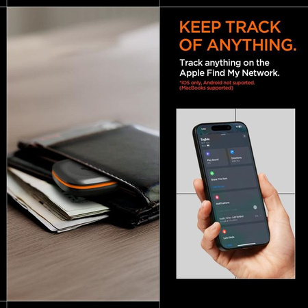 Spigen TagMe Bluetooth Tracker - Ortungsgerät für Schlüssel, Rucksack, Tasche Apple Find My (Schwarz)