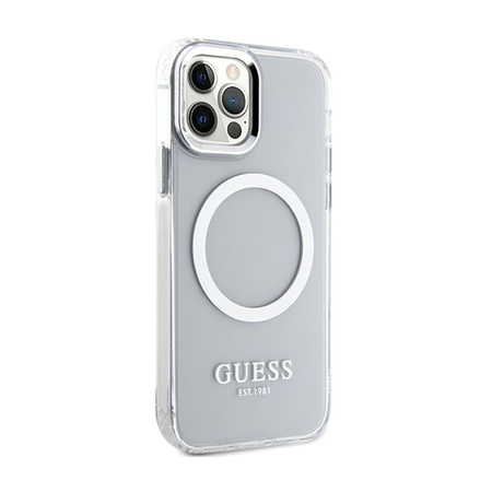Guess Metal Outline MagSafe - Case for iPhone 12 / iPhone 12 Pro (Transparent / Silver)