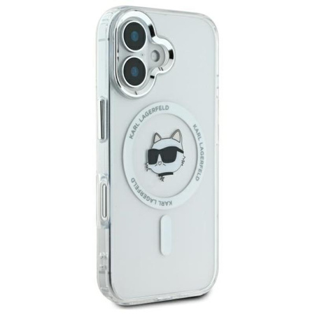 Karl Lagerfeld IML Metal Choupette Head MagSafe - Pouzdro pro iPhone 16 (bílé)
