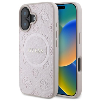 Guess Saffiano Peony Classic Logo MagSafe - iPhone 16 Case (pink)