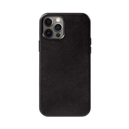 Crong Essential Cover Magnetic - Etui ze skóry iPhone 12 / iPhone 12 Pro MagSafe (czarny)