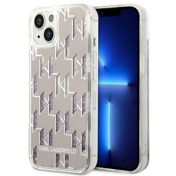 Karl Lagerfeld Monogram Liquid Glitter - iPhone 14 Plus Tasche (silber)