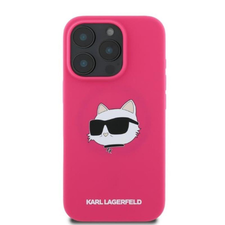 Karl Lagerfeld Silikon Choupette Kopf drucken MagSafe - iPhone 16 Pro Max Fall (fuchsia)