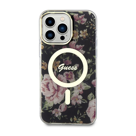 Guess Flower MagSafe - iPhone 14 Pro Max Case (Black)