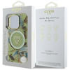 Guess Glitter Flowers Triangle Buttons MagSafe - Coque pour iPhone 16 Pro Max (vert)