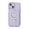 Guess Ring Stand Script Glitter MagSafe - iPhone 15 Plus tok (lila)