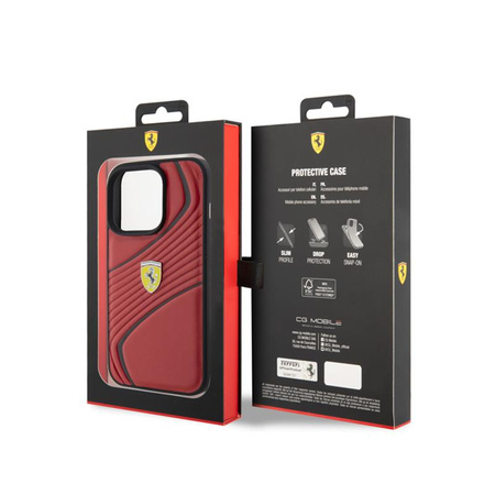 Ferrari Twist fém logó - iPhone 15 Pro tok (piros)