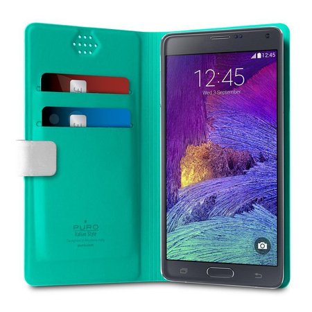 PURO Uniwallet Bi-Color - Étui universel rotatif à 360° avec fentes pour cartes, taille XXL (blanc)