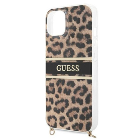 Guess Leopard Gold Stripe Crossbody - iPhone 13 Tasche