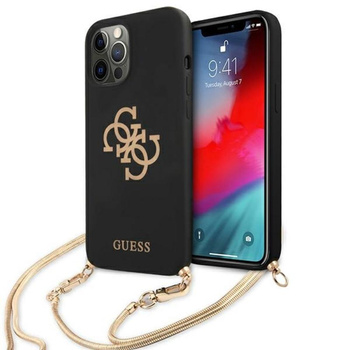 Guess 4G Big Logo Chain - pouzdro pro iPhone 12 / iPhone 12 Pro (černé)