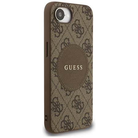 Guess 4G Circle Classic Logo MagSafe - étui pour iPhone 16e (marron)