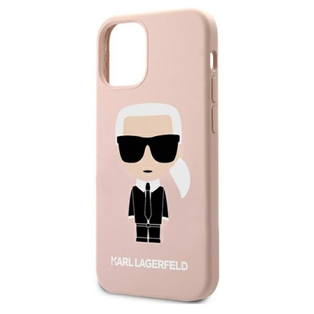 Karl Lagerfeld Fullbody Silicone Iconic - pouzdro pro iPhone 12 / 12 Pro (světle růžové)