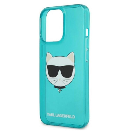Karl Lagerfeld Choupette Head - Coque iPhone 13 Pro (bleu fluo)
