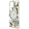 Guess Glitter Flowers Triangle Buttons MagSafe - Case for Samsung Galaxy S25 Ultra (white)