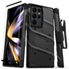Řada ZIZO BOLT - Samsung Galaxy S23 Ultra pancéřované pouzdro s 9H sklem na displej + držák se stojánkem (černé)