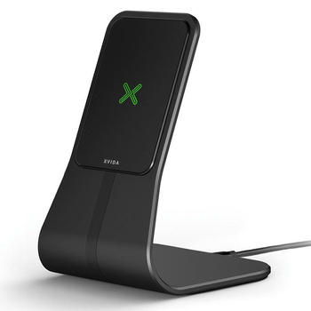 XVIDA (POWER 2) Bezdrátový nabíjecí stojan na stůl - Qi 7,5W indukční nabíječka na stůl, hliník (černá)