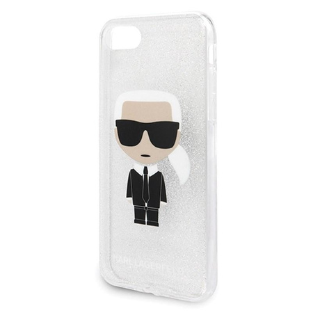 Karl Lagerfeld Iconic Karl - pouzdro pro iPhone SE 2020 / 8 / 7 (stříbrné třpytivé)