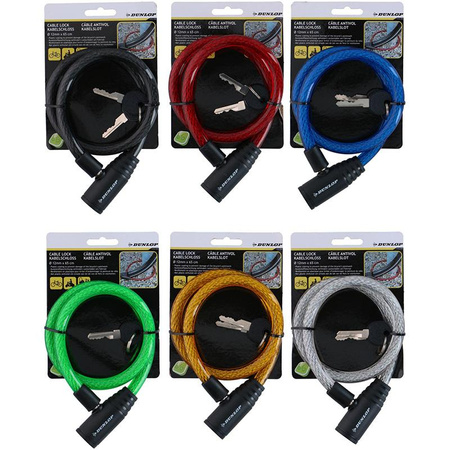Dunlop - Kulcsos spirál kerékpárzár 65 cm (fekete)