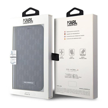 Karl Lagerfeld Saffiano Monogram - Coque iPhone 14 (Noir)