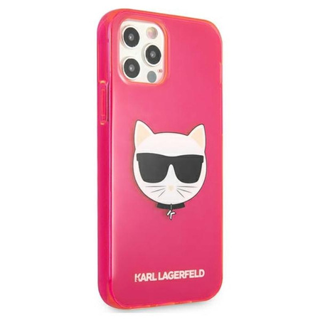 Karl Lagerfeld Choupette Head - pouzdro pro iPhone 12 / iPhone 12 Pro (fluo růžová)