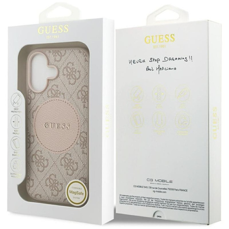 ETUI DO IPHONE 17 do MAGSAFE GUESS ORYGINALNE RÓŻOWE SKÓRZANE MODNE CASE