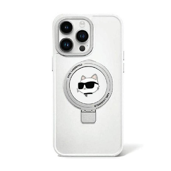 Karl Lagerfeld Ring Stand Choupette Head MagSafe - iPhone 15 Pro Case (blanc)