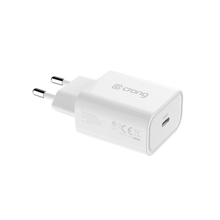 Crong USB-C utazótöltő – USB-C Power Delivery 20W fali töltő (fehér)