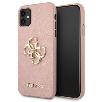 Guess Saffiano 4G Big Metal Logo - iPhone 11 Case (pink)