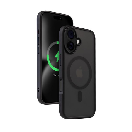 Crong Hybrid Frost MAG Cover - Pouzdro s MagSafe pro iPhone 16 (černý)