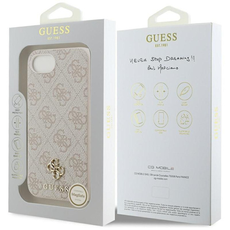 Guess 4G Small 4G et Classic MagSafe - étui pour iPhone 16e (rose)
