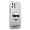 Karl Lagerfeld Choupette Head Glitter - pouzdro pro iPhone 12 / iPhone 12 Pro (stříbrné)