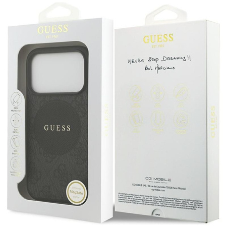 ETUI DO IPHONE 17 PRO do MAGSAFE GUESS ORYGINALNE CZARNE SKÓRZANE MODNE
