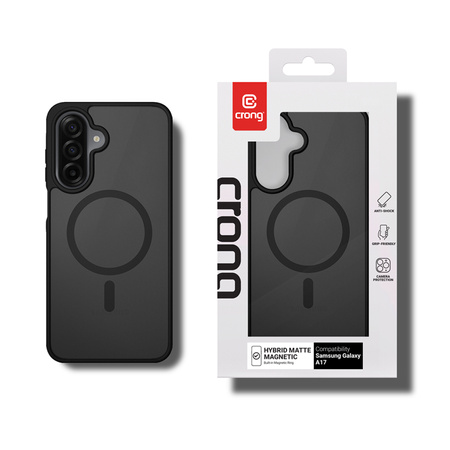 Custodia Crong Hybrid Matte Magnetic - MagSafe per Samsung Galaxy A17 (Nero)