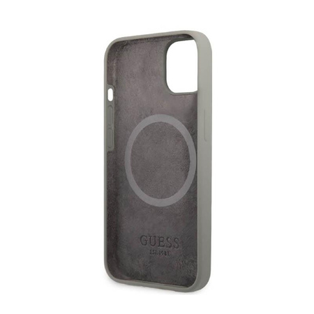 Guess Silicone Logo Plate MagSafe - Hülle für iPhone 13 Mini (Grau)