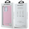 Karl Lagerfeld Saffiano Full Wrapped Elongated Metal Logo MagSafe - Case for iPhone 16 Pro (pink)