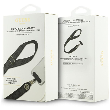 Guess Universal Crossbody Strap 4G Tether Patch Strass Metal Logo - Universeller Handyriemen / Lanyard (schwarz)